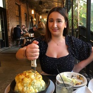 Navy and White Star Elastic Ruched Fitted Top